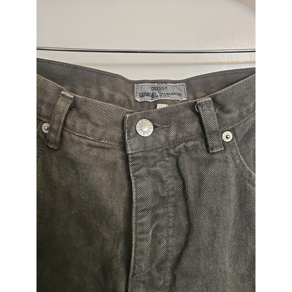 Vintage 90s GUESS by Georges Marciano Made in USA Green Denim Jeans 34 - Picture 3 of 5